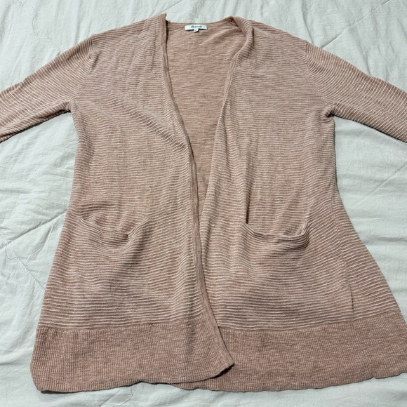 Madewell Knit Duster Long Ribbed Texture Cardigan Powder Pink Women’s Size M - Picture 5 of 10
